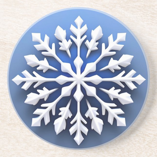 Detailed White Snowflake Design Coaster (Front)