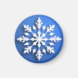 Detailed White Snowflake Design Magnet