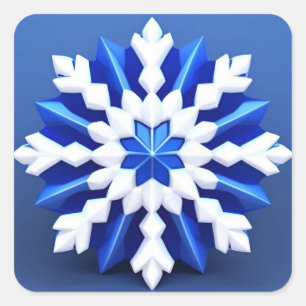 Detailed White Snowflake Design Square Sticker
