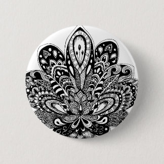 Detailed zendoodle Lotus 6 Cm Round Badge