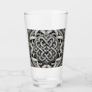 Detaillierte Schwarz-Weißer keltischer Knoten 0001 Glass