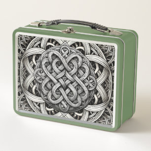 Detaillierte Schwarz-Weißer keltischer Knoten 0001 Metal Lunch Box