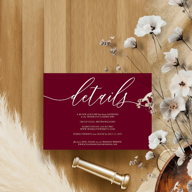 Details Burgundy Simple RSVP Card (Creator Uploaded)