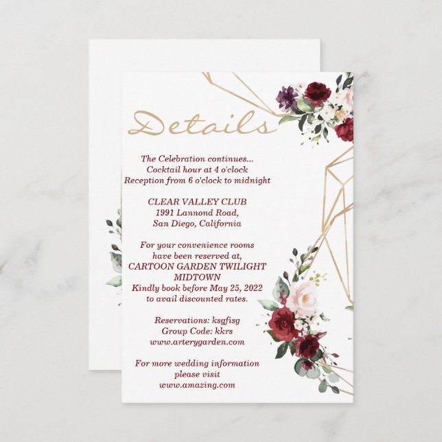 Details  card floral new (Front/Back)