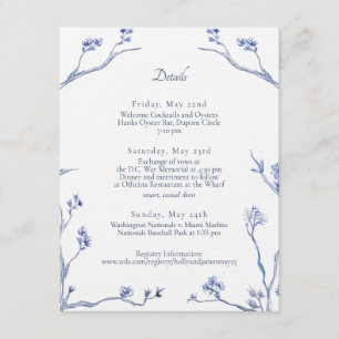 Details card for Holly and James DC wedding