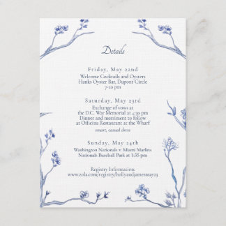 Details card for Holly and James DC wedding