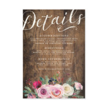 DETAILS CARD | Rustic Wood Floral Lace Wedding