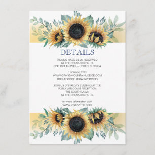 Details Card Sunflower and Navy Blue Invite Set