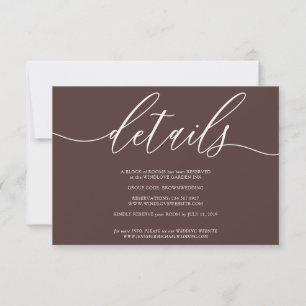 Details Chocolate Brown Simple RSVP Card