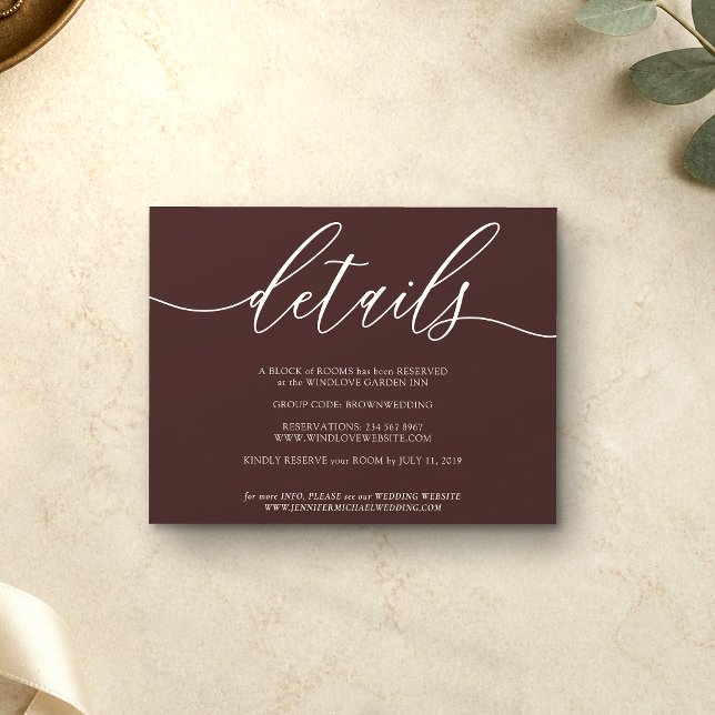 Details Chocolate Brown Simple RSVP Card (Creator Uploaded)