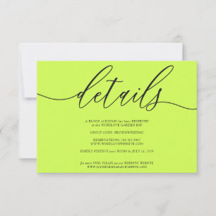 Details Cyber Lime Jet Black Simple RSVP Card