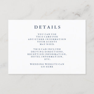 Details   Dusty Navy Blue Wedding Details Card