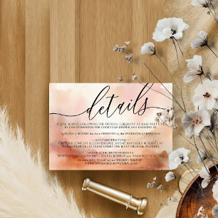 Details Elegant Rose Gold Watercolor Wedding RSVP Card