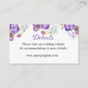 Details floral purpel pansies Enclosure Card
