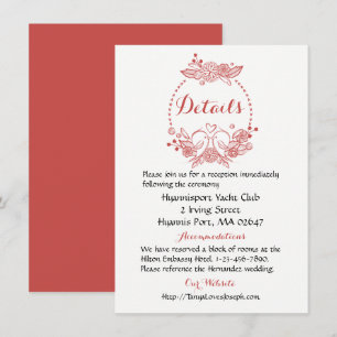 Details Lovebirds Floral Burgundy Wedding Wreath Invitation
