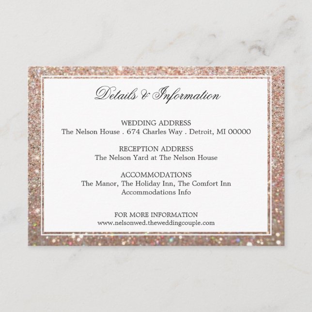 Details & More Information - Rose Gold Glit Fab Enclosure Card (Front)