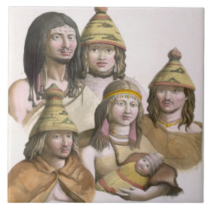 Details of headdresses in North West America (colo Tile