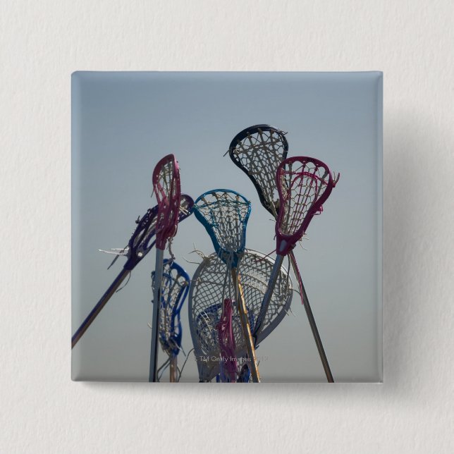 Details of Lacrosse game 15 Cm Square Badge (Front)