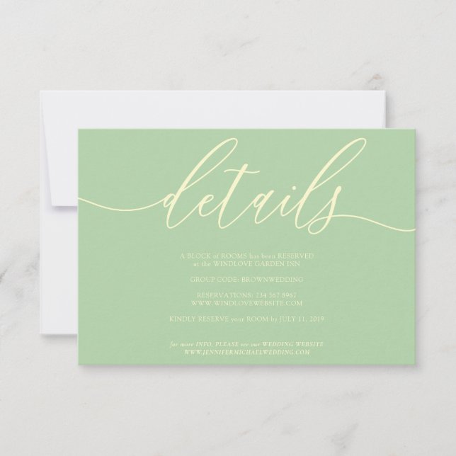 Details Pistachio & Cream Simple RSVP Card (Front)