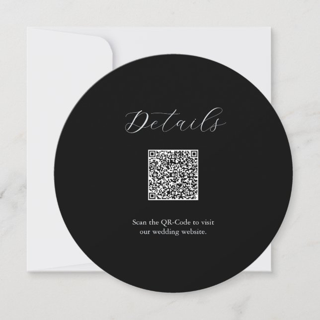 Details QR code Card Black and White Wedding (Front)