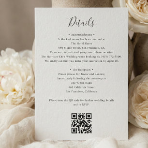 Details QR Code RSVP Wedding  Enclosure Card