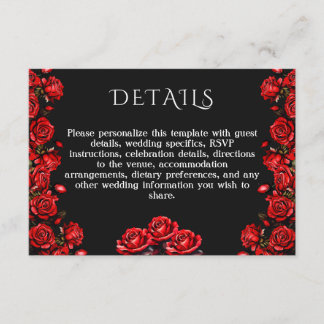 Details Red Roses Wedding Enclosure Card