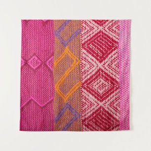 Details shot of indian fabric with colourful patte tapestry