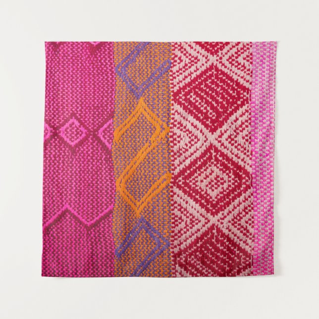 Details shot of indian fabric with colourful patte tapestry (Front)