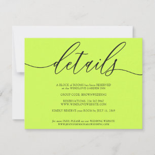Details Signature Simple Cyber Lime Jet Black  RSVP Card