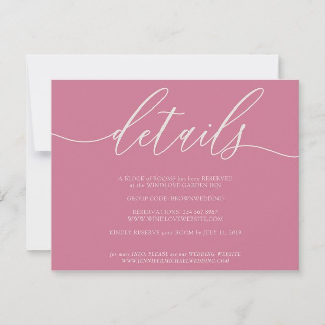 Details Simple Signature Pink RSVP Card (Front)