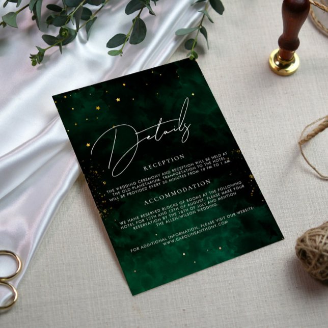 Details Wedding Dark Green Magical Gold Black Enclosure Card (Creator Uploaded)