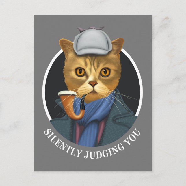 Detective Cat - Silently Judging You Postcard (Front)