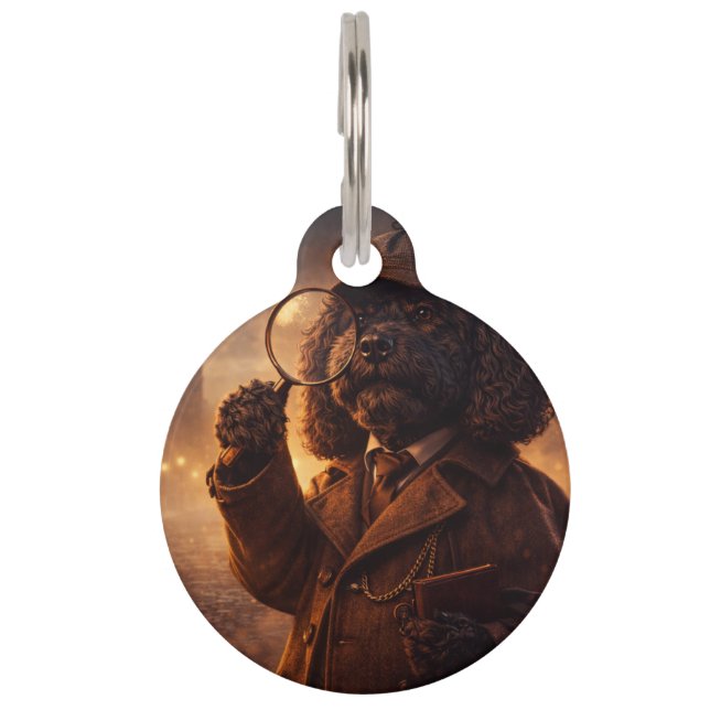 Detective Cockapoo Dog Tag | Sherlock Style Pet ID (Front)