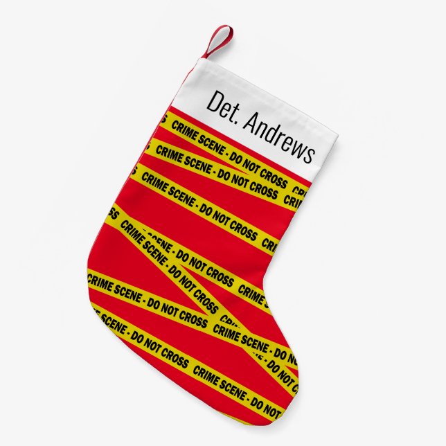 Detective Crime Scene Do Not Cross Tape Small Christmas Stocking (Front (Hanging))