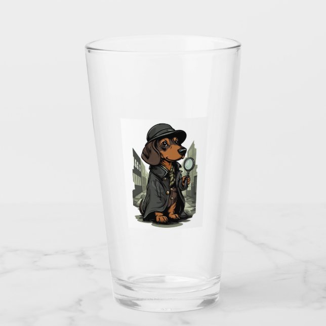 Detective Dachshund � Mystery Solving Dog Glass (Front)