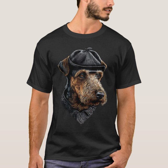 Detective dog Airedale Terrier T-Shirt (Front)
