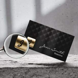 Detective Luxury Black & Gold Monogram Business Card