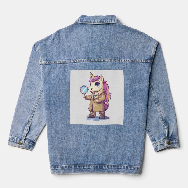 Detective Mystery Unicorn Denim Jacket (Back)