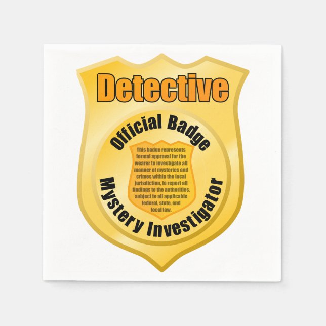 Detective Official Badge Mystery Investigator Napkin (Front)