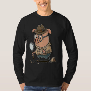 Detective Piggy On the Case and in Style Pig T-Shirt