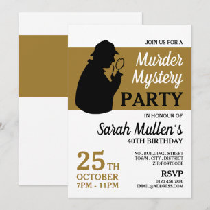 Detective Silhouette, Murder Mystery Birthday Invitation