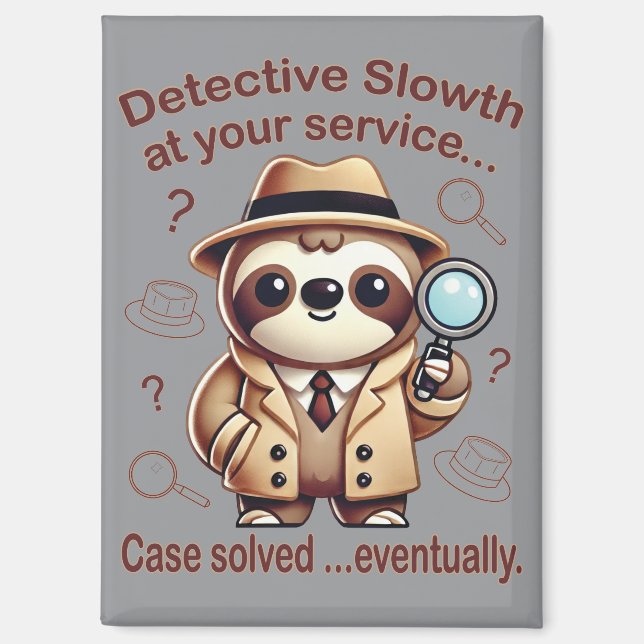 "Detective Sloth" Sloth Private Eye Magnet (Front)