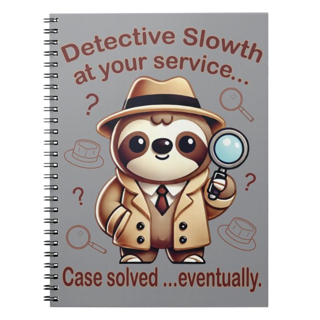 "Detective Sloth" Sloth Private Eye Notebook (Front)