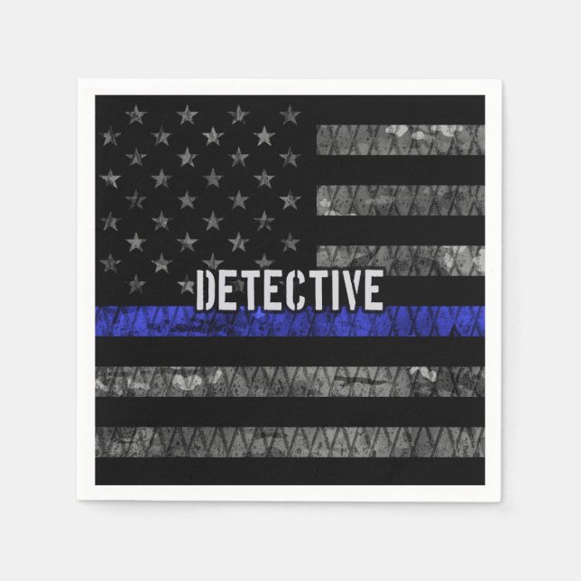 Detective Thin Blue Line Distressed Flag Napkin (Front)