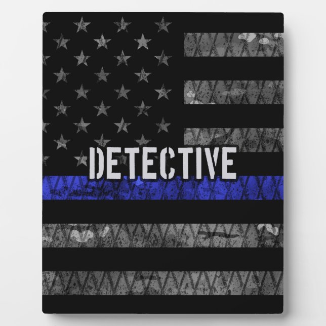 Detective Thin Blue Line Distressed Flag Plaque (Front)