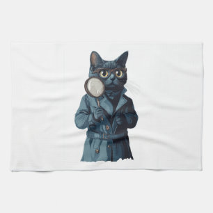 Detective Whiskers � Funny Cat Mystery Novel Tea Towel