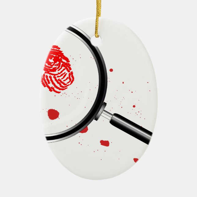 Detectives Magnifying Glass Ceramic Tree Decoration (Front)