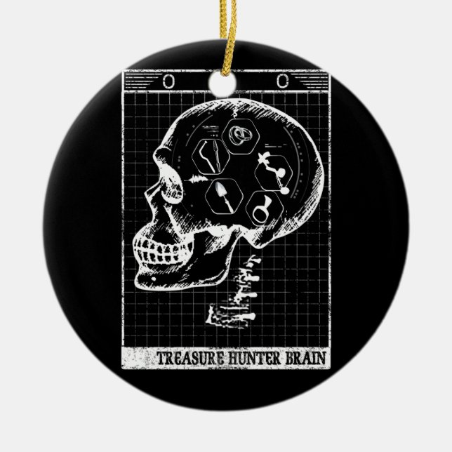 Detectorist Brain Scan Metal Detector Treasure Ceramic Tree Decoration (Front)