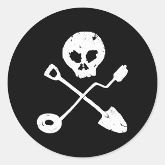 Detectorist Skull - probe skull Classic Round Sticker