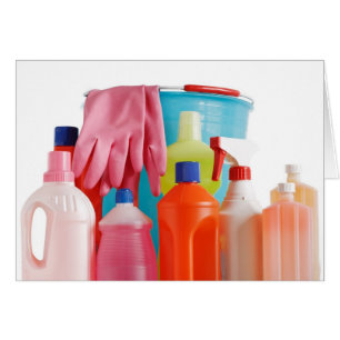 detergent bottles and bucket